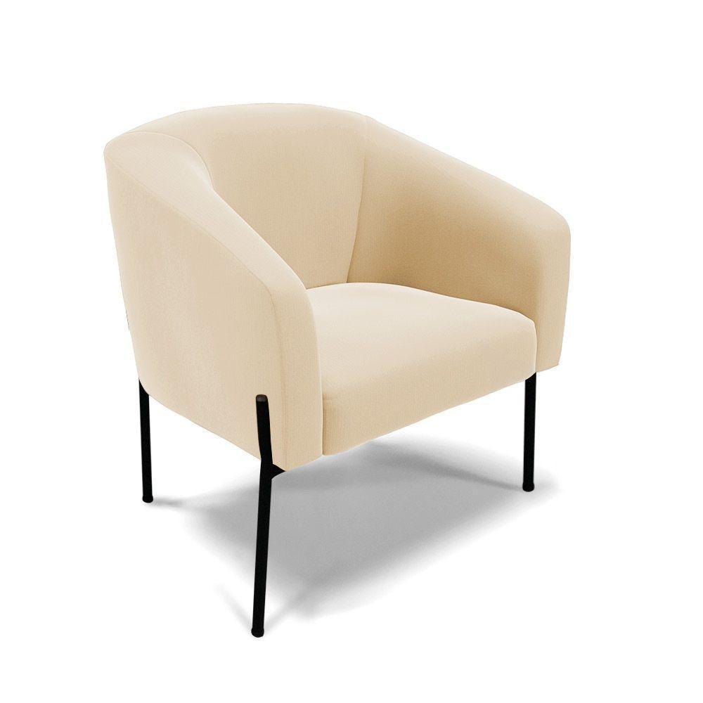 Cadeira Sala De Jantar Pé De Ferro Preto Stella Suede D03 - D'rossi Cor Bege - 1