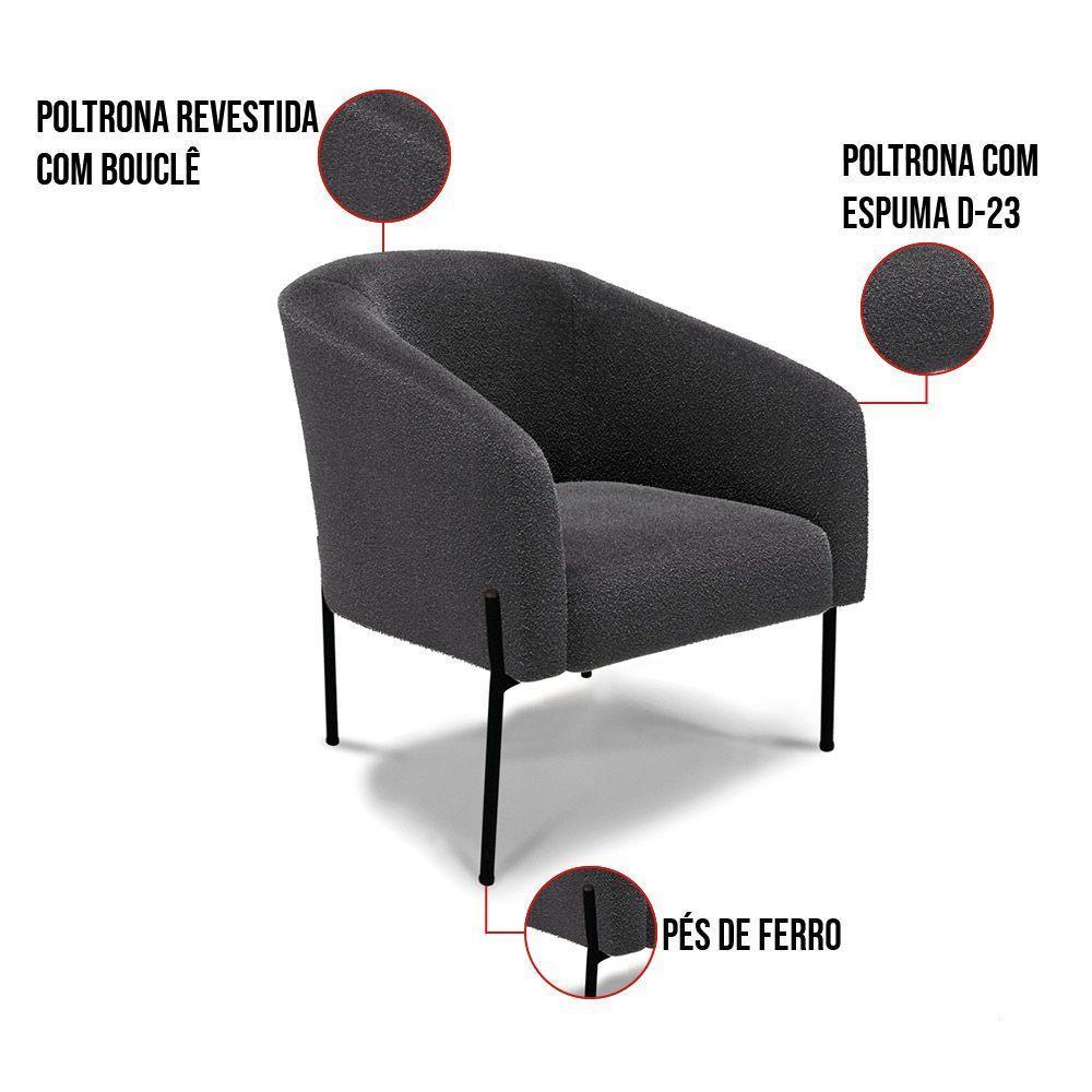 Cadeira Sala De Jantar Pé De Ferro Preto Stella Bouclê D03 - D'rossi Cor Grafite - 4