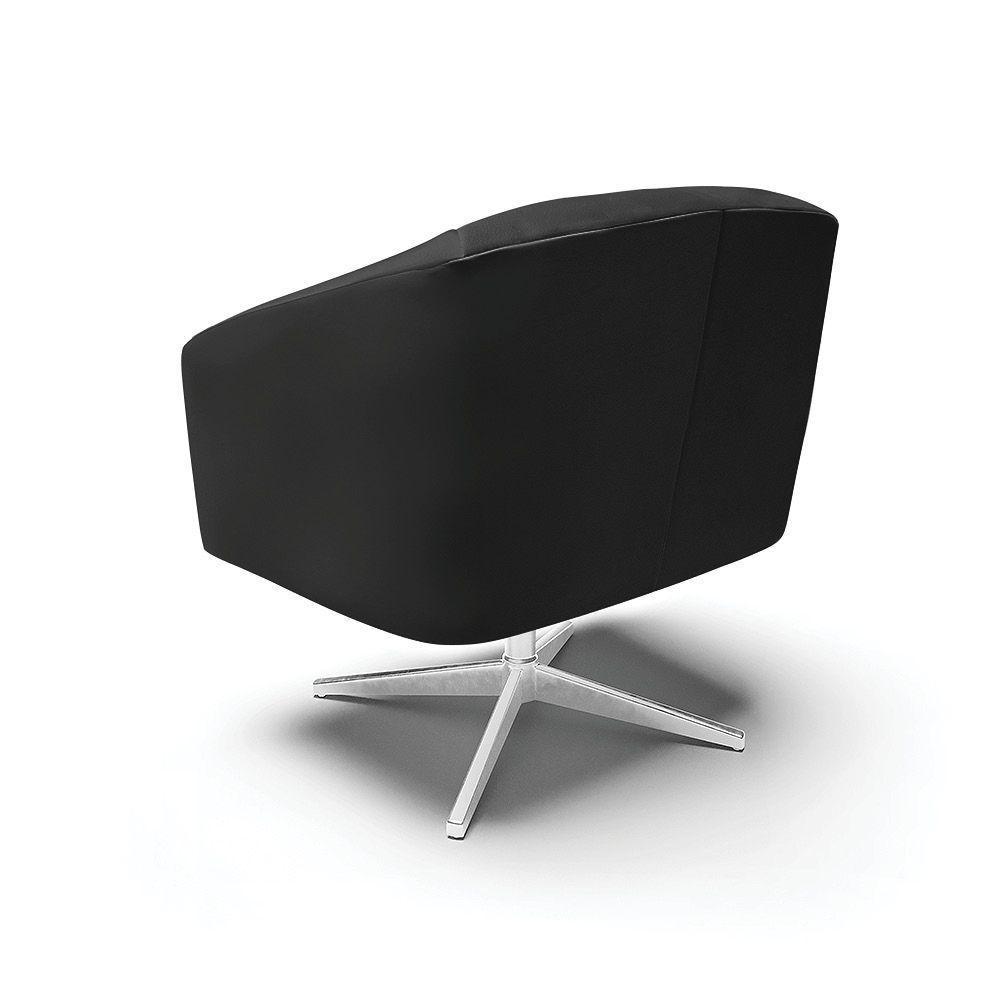 Cadeira Sala De Jantar Giratória Base Cromada Stella Sintético D03 - D'rossi Cor Preto - 4