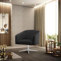 Cadeira Sala De Jantar Giratória Base Cromada Stella Sintético D03 - D'rossi Cor Preto - 6