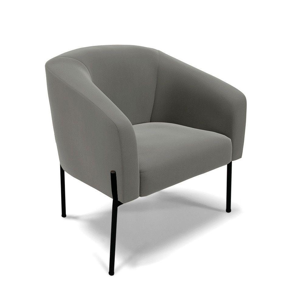 Cadeira Sala De Jantar Pé De Ferro Preto Stella Suede D03 - D'rossi Cor Grafite - 1