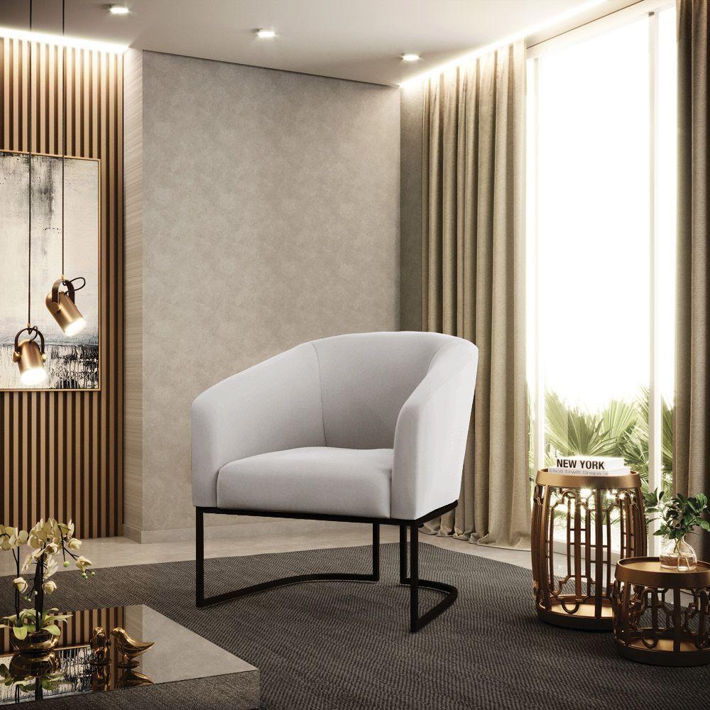 Cadeira Sala De Jantar Base Industrial Preto Kit 2 Stella Veludo D03 - D'rossi Cor Cinza - 7