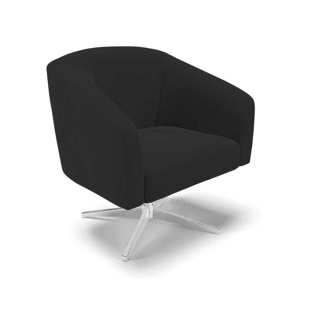 Cadeira Sala De Jantar Giratória Base Cromada Stella Veludo D03 - D'rossi Cor Preto - 1