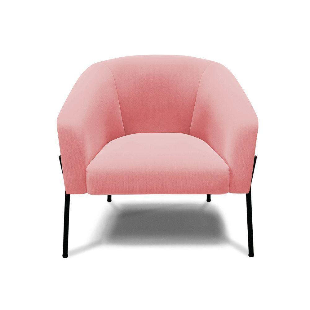 Cadeira Sala De Jantar Pé De Ferro Preto Stella Suede D03 - D'rossi Cor Rose - 3