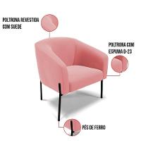 Cadeira Sala De Jantar Pé De Ferro Preto Stella Suede D03 - D'rossi Cor Rose - 5