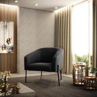 Cadeira Sala De Jantar Pé De Ferro Preto Stella Suede D03 - D'rossi Cor Preto - 6