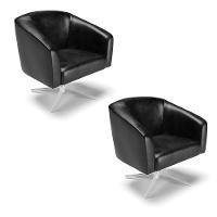 Cadeira Sala De Jantar Giratória Cromada Kit 2 Stella Sintético Pu D03 - D'rossi Cor Preto - 1