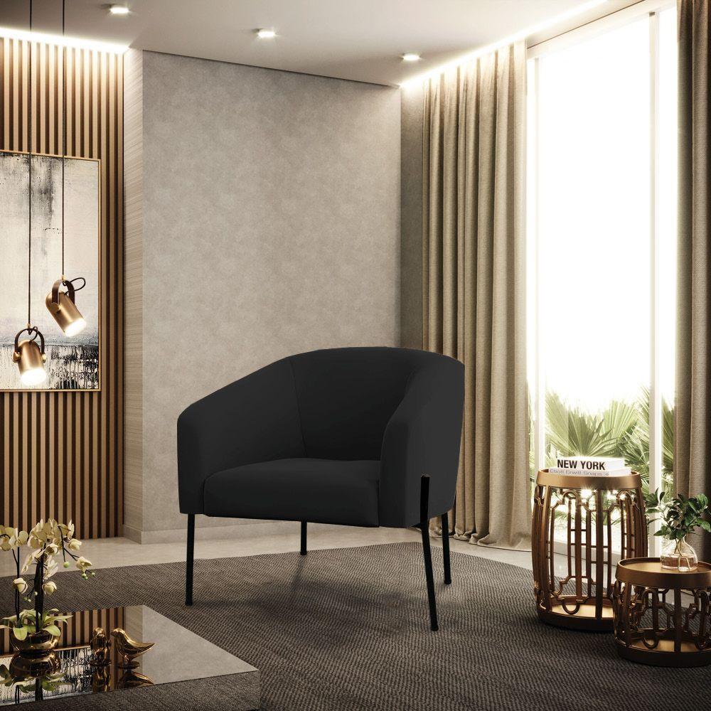 Cadeira Sala De Jantar Pé De Ferro Preto Kit 2 Stella Veludo D03 - D'rossi Cor Preto - 6