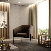 Cadeira Sala De Jantar Pé De Ferro Preto Stella Suede D03 - D'rossi Cor Marrom - 6