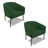 Cadeira Sala De Jantar Pé De Ferro Preto Kit 2 Stella Veludo D03 - D'rossi Cor Verde - 1