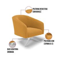 Cadeira Sala De Jantar Giratória Base Cromada Stella Bouclê D03 - D'rossi Cor Mostarda - 5