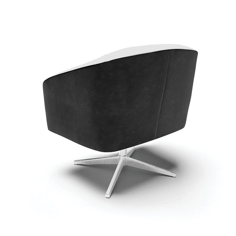 Cadeira Sala De Jantar Giratória Base Cromada Stella Pto/linho D03 - D'rossi Cor Cinza - 2