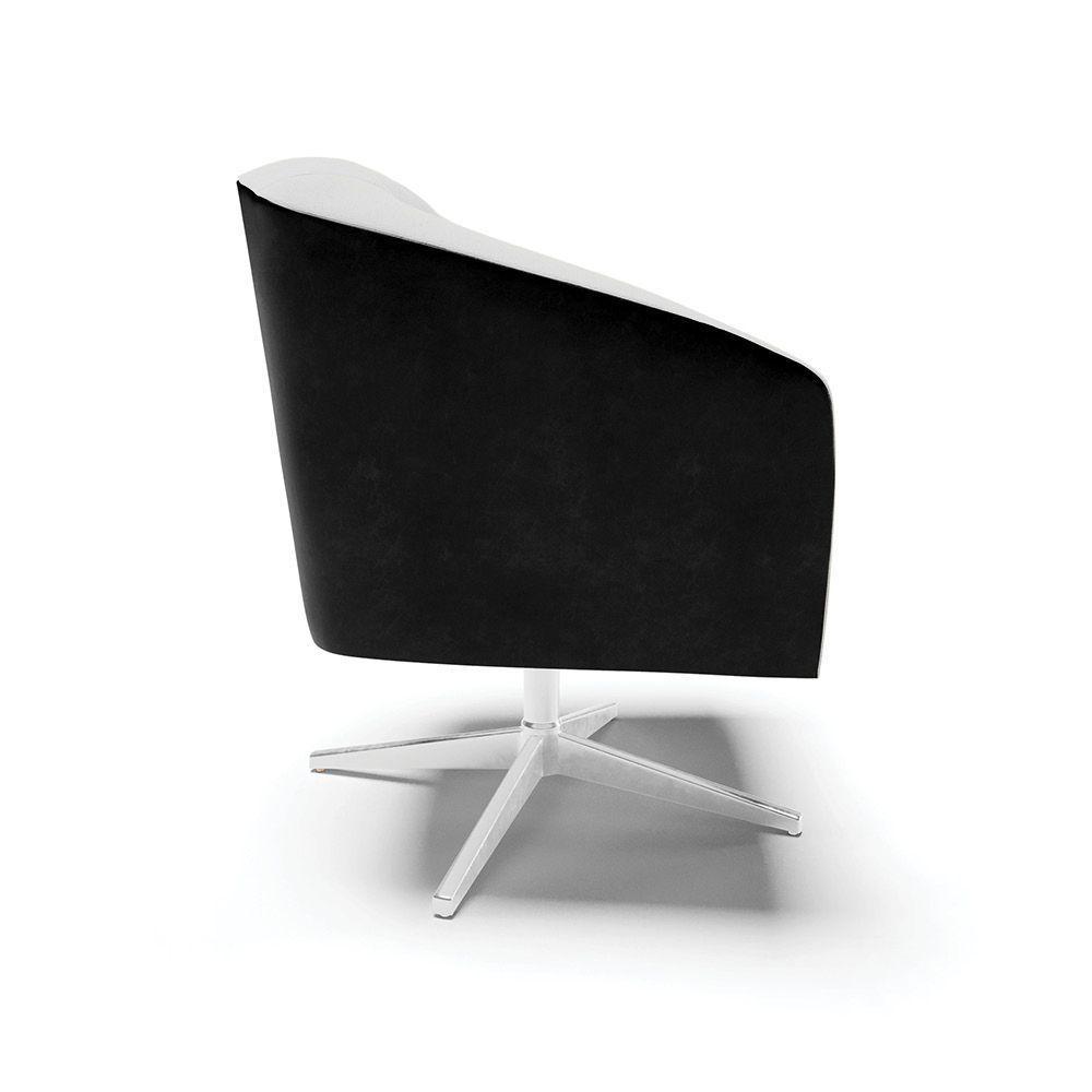 Cadeira Sala De Jantar Giratória Base Cromada Stella Pto/linho D03 - D'rossi Cor Cinza - 4