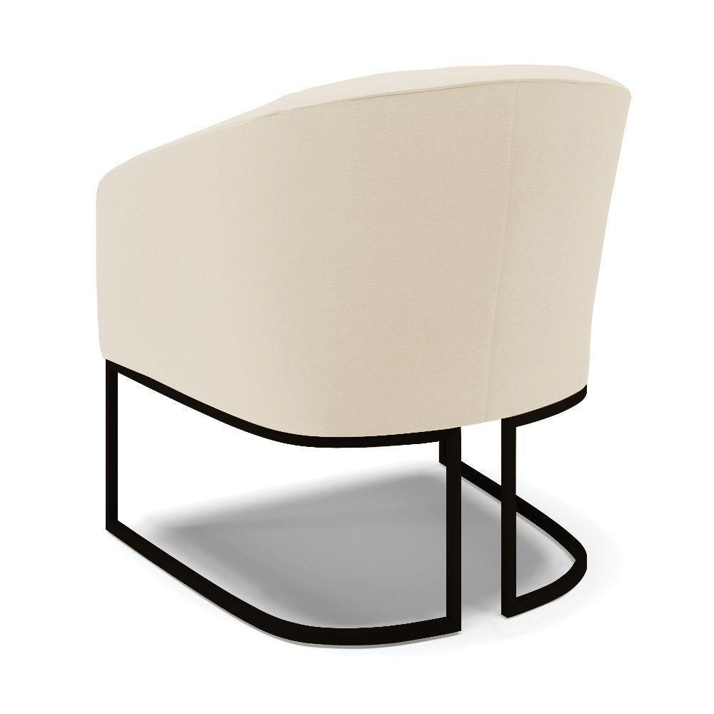 Cadeira Sala De Jantar Base Industrial Preto Kit 2 Stella Linho D03 - D'rossi Cor Bege - 5