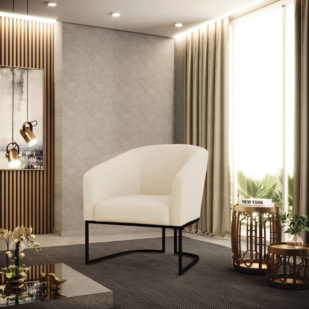 Cadeira Sala De Jantar Base Industrial Preto Kit 2 Stella Linho D03 - D'rossi Cor Bege - 7