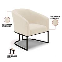 Cadeira Sala De Jantar Base Industrial Preto Kit 2 Stella Linho D03 - D'rossi Cor Bege - 6