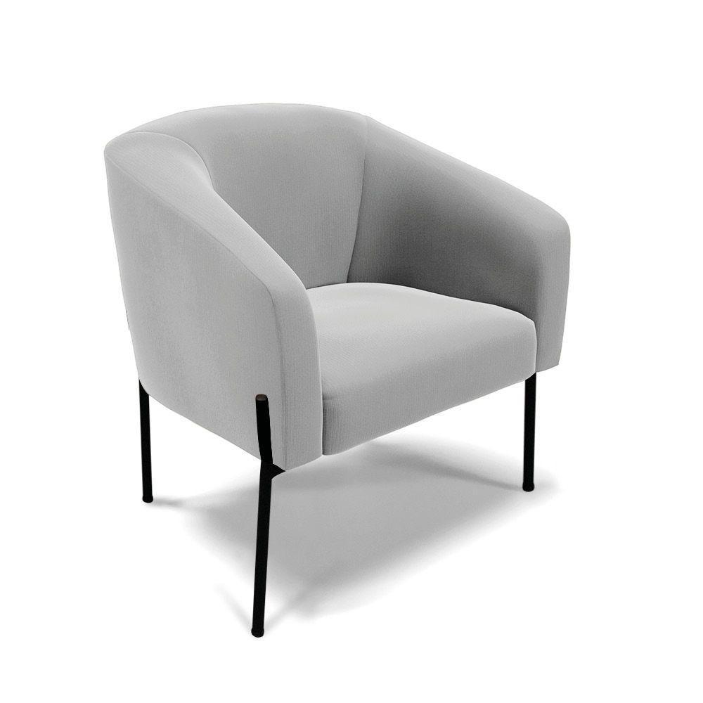 Cadeira Sala De Jantar Pé De Ferro Preto Stella Suede D03 - D'rossi Cor Cinza - 1