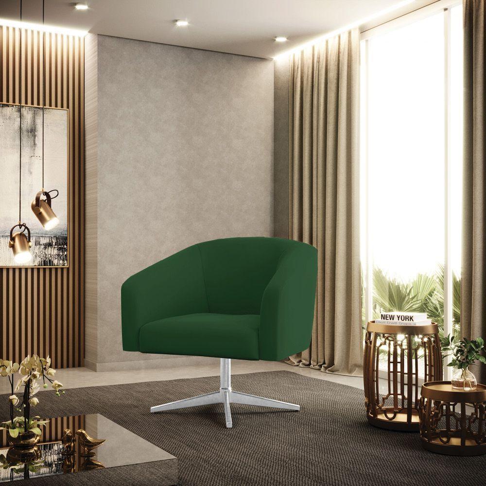 Cadeira Sala De Jantar Giratória Base Cromada Kit 2 Stella Veludo D03 - D'rossi Cor Verde - 7