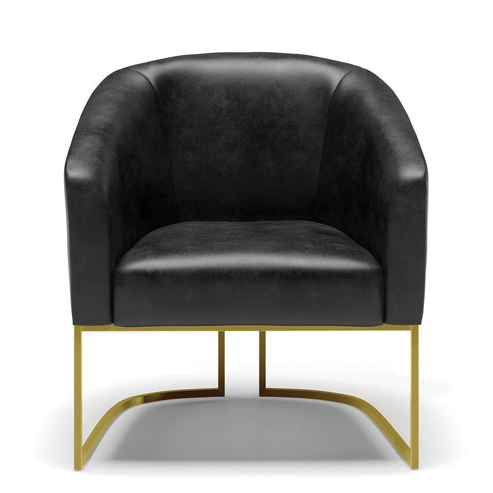 Cadeira Sala De Jantar Base Industrial Dourado Stella Sintético Pu D03 - D'rossi Cor Preto - 3