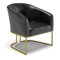 Cadeira Sala De Jantar Base Industrial Dourado Stella Sintético Pu D03 - D'rossi Cor Preto - 1