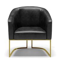 Cadeira Sala De Jantar Base Industrial Dourado Stella Sintético Pu D03 - D'rossi Cor Preto - 3
