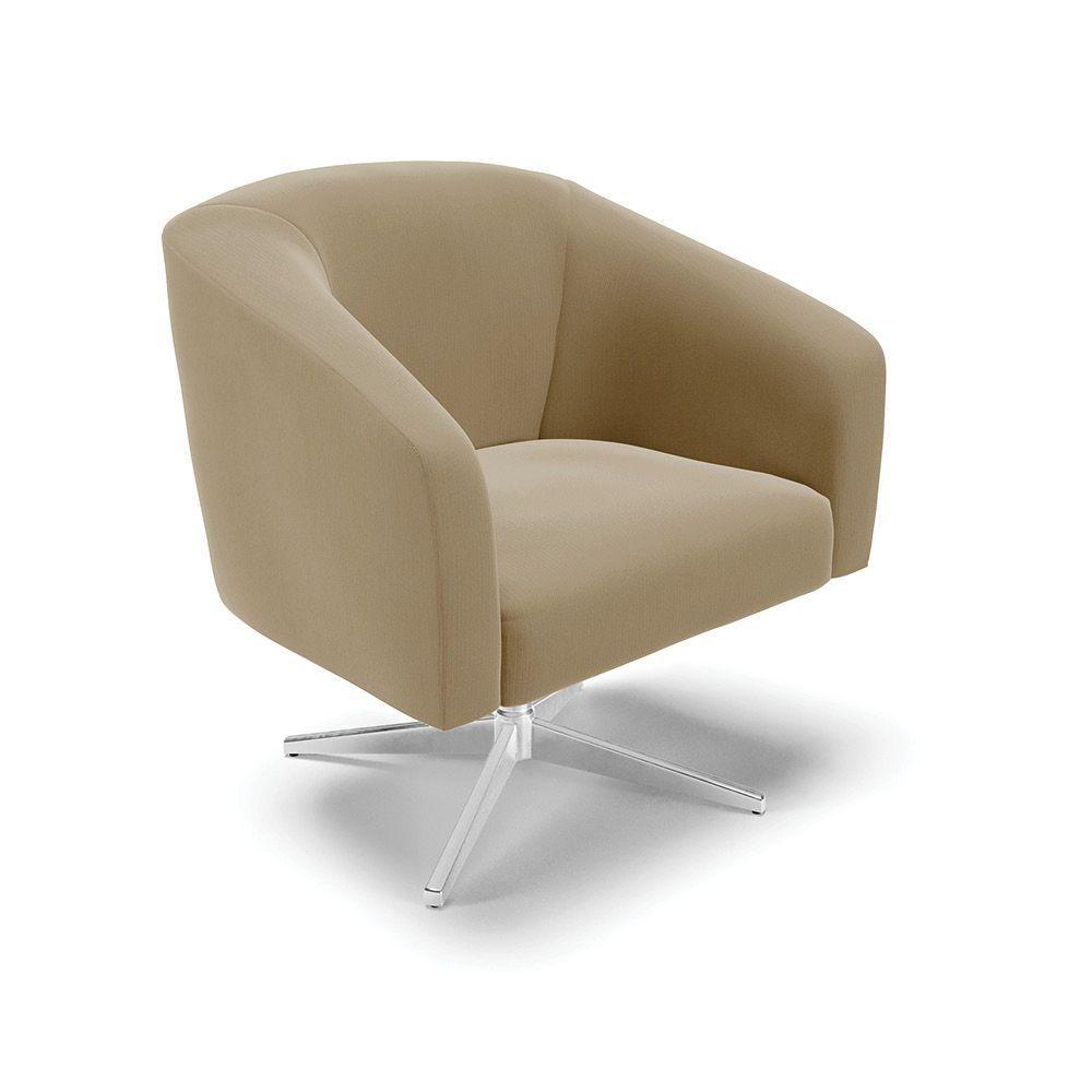 Cadeira Sala De Jantar Giratória Base Cromada Stella Suede D03 - D'rossi Cor Marrom Rato - 1