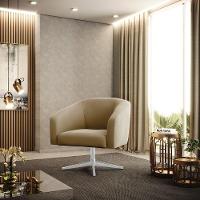 Cadeira Sala De Jantar Giratória Base Cromada Stella Suede D03 - D'rossi Cor Marrom Rato - 6