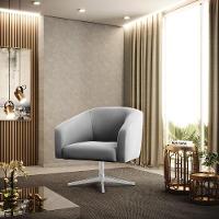 Cadeira Sala De Jantar Giratória Base Cromada Stella Suede D03 - D'rossi Cor Cinza - 6