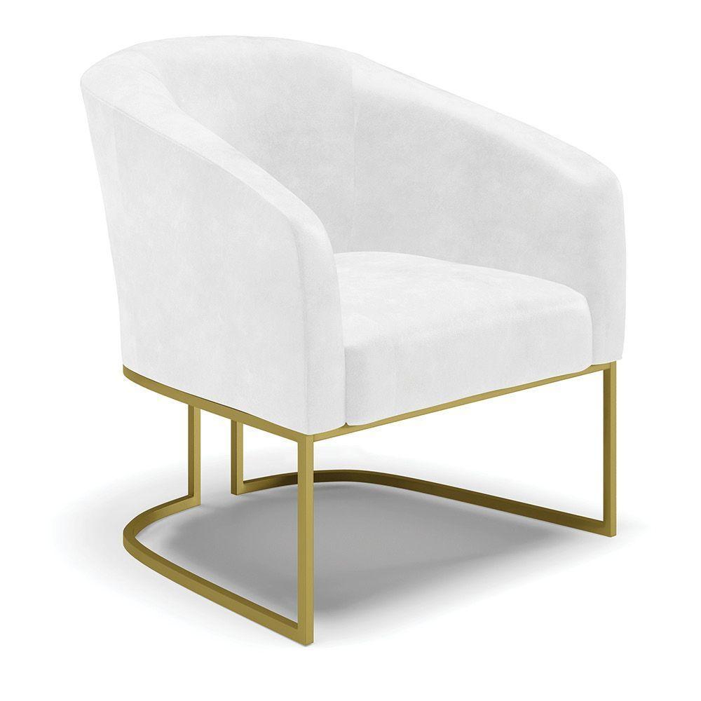 Cadeira Sala De Jantar Base Industrial Dourado Stella Sintético Pu D03 - D'rossi Cor Branco - 1