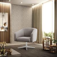 Cadeira Sala De Jantar Giratória Base Cromada Stella Veludo D03 - D'rossi Cor Cinza - 6