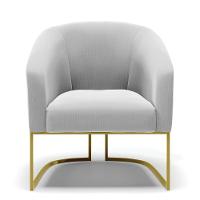 Cadeira Sala De Jantar Base Industrial Dourado Stella Suede D03 - D'rossi Cor Cinza - 3