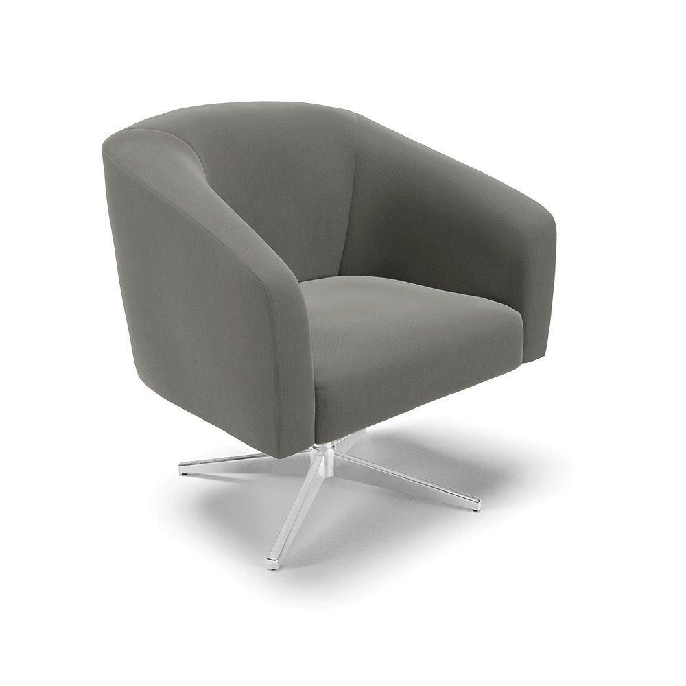 Cadeira Sala De Jantar Giratória Base Cromada Stella Suede D03 - D'rossi Cor Grafite - 1