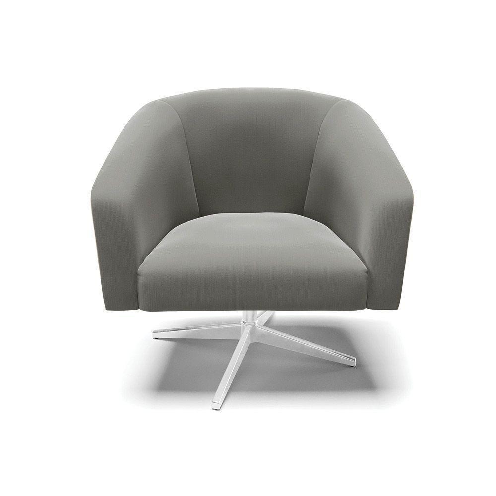 Cadeira Sala De Jantar Giratória Base Cromada Stella Suede D03 - D'rossi Cor Grafite - 3