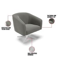 Cadeira Sala De Jantar Giratória Base Cromada Stella Suede D03 - D'rossi Cor Grafite - 5