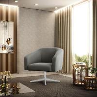 Cadeira Sala De Jantar Giratória Base Cromada Stella Suede D03 - D'rossi Cor Grafite - 6