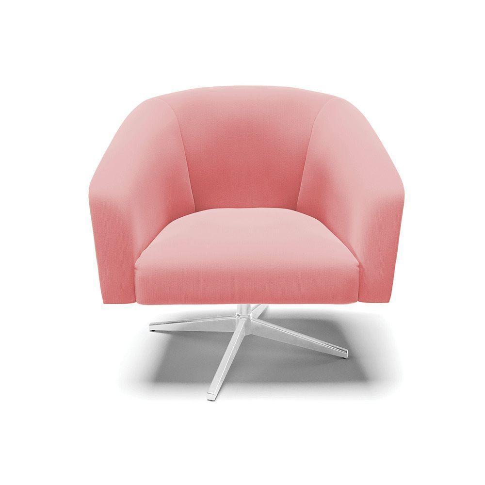Cadeira Sala De Jantar Giratória Base Cromada Kit 2 Stella Suede D03 - D'rossi Cor Rose - 4