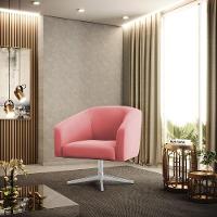 Cadeira Sala De Jantar Giratória Base Cromada Kit 2 Stella Suede D03 - D'rossi Cor Rose - 7