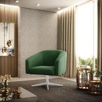 Cadeira Sala De Jantar Giratória Base Cromada Stella Suede D03 - D'rossi Cor Verde - 6