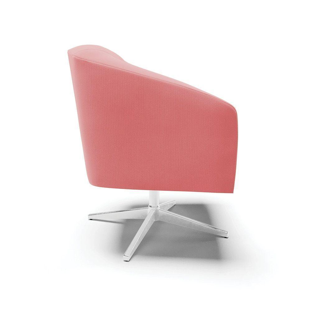 Cadeira Sala De Jantar Giratória Base Cromada Stella Suede D03 - D'rossi Cor Rose - 2