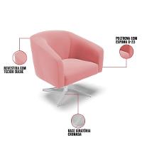 Cadeira Sala De Jantar Giratória Base Cromada Stella Suede D03 - D'rossi Cor Rose - 5