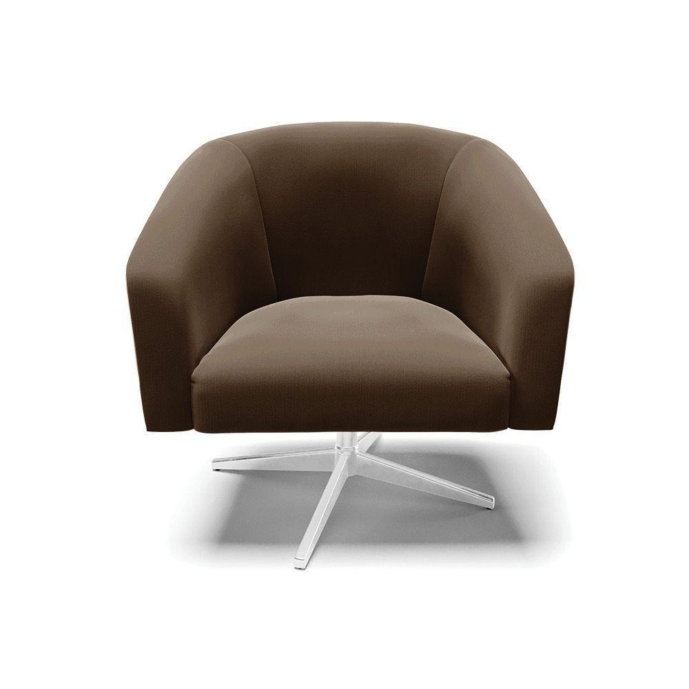 Cadeira Sala De Jantar Giratória Base Cromada Kit 2 Stella Suede D03 - D'rossi Cor Marrom - 4