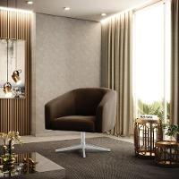 Cadeira Sala De Jantar Giratória Base Cromada Kit 2 Stella Suede D03 - D'rossi Cor Marrom - 7