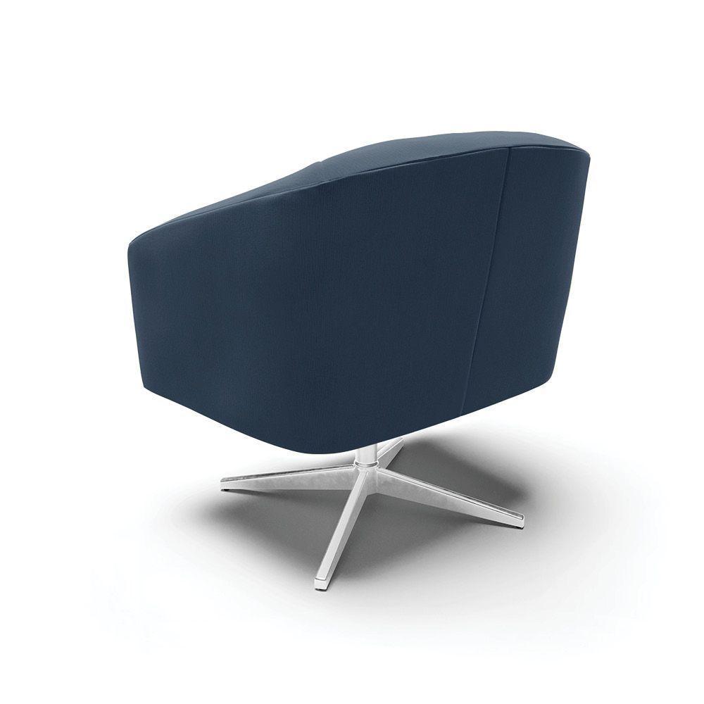 Cadeira Sala De Jantar Giratória Base Cromada Stella Suede D03 - D'rossi Cor Azul Marinho - 4