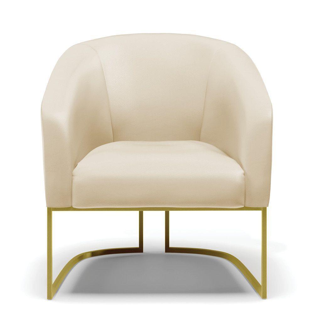 Cadeira Sala De Jantar Industrial Dourado Kit 2 Stella Sintético D03 - D'rossi Cor Bege - 4