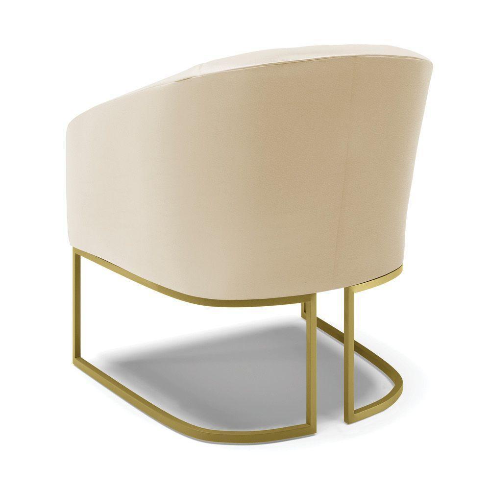 Cadeira Sala De Jantar Industrial Dourado Kit 2 Stella Sintético D03 - D'rossi Cor Bege - 5