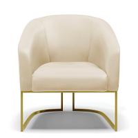 Cadeira Sala De Jantar Industrial Dourado Kit 2 Stella Sintético D03 - D'rossi Cor Bege