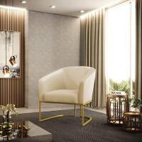 Cadeira Sala De Jantar Industrial Dourado Kit 2 Stella Sintético D03 - D'rossi Cor Bege - 7