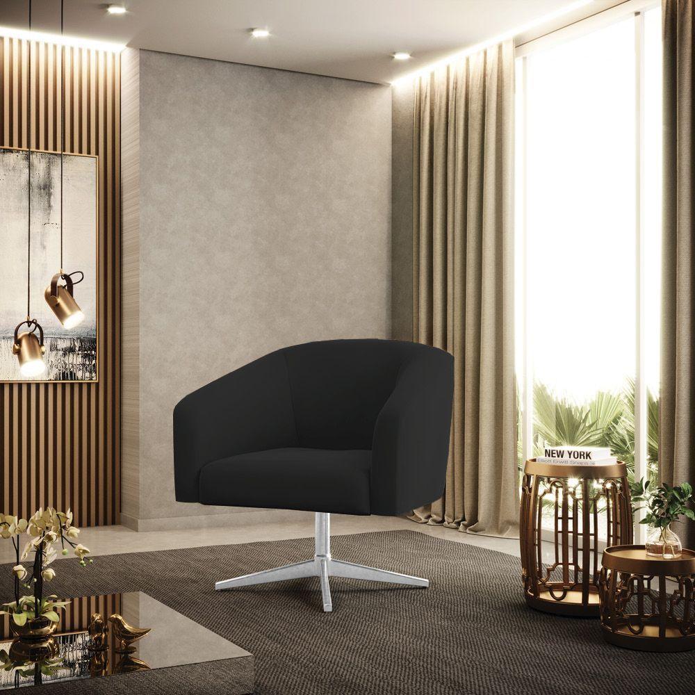 Cadeira Sala De Jantar Giratória Base Cromada Kit 2 Stella Veludo D03 - D'rossi Cor Preto - 7