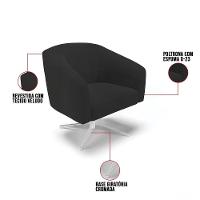 Cadeira Sala De Jantar Giratória Base Cromada Kit 2 Stella Veludo D03 - D'rossi Cor Preto - 6