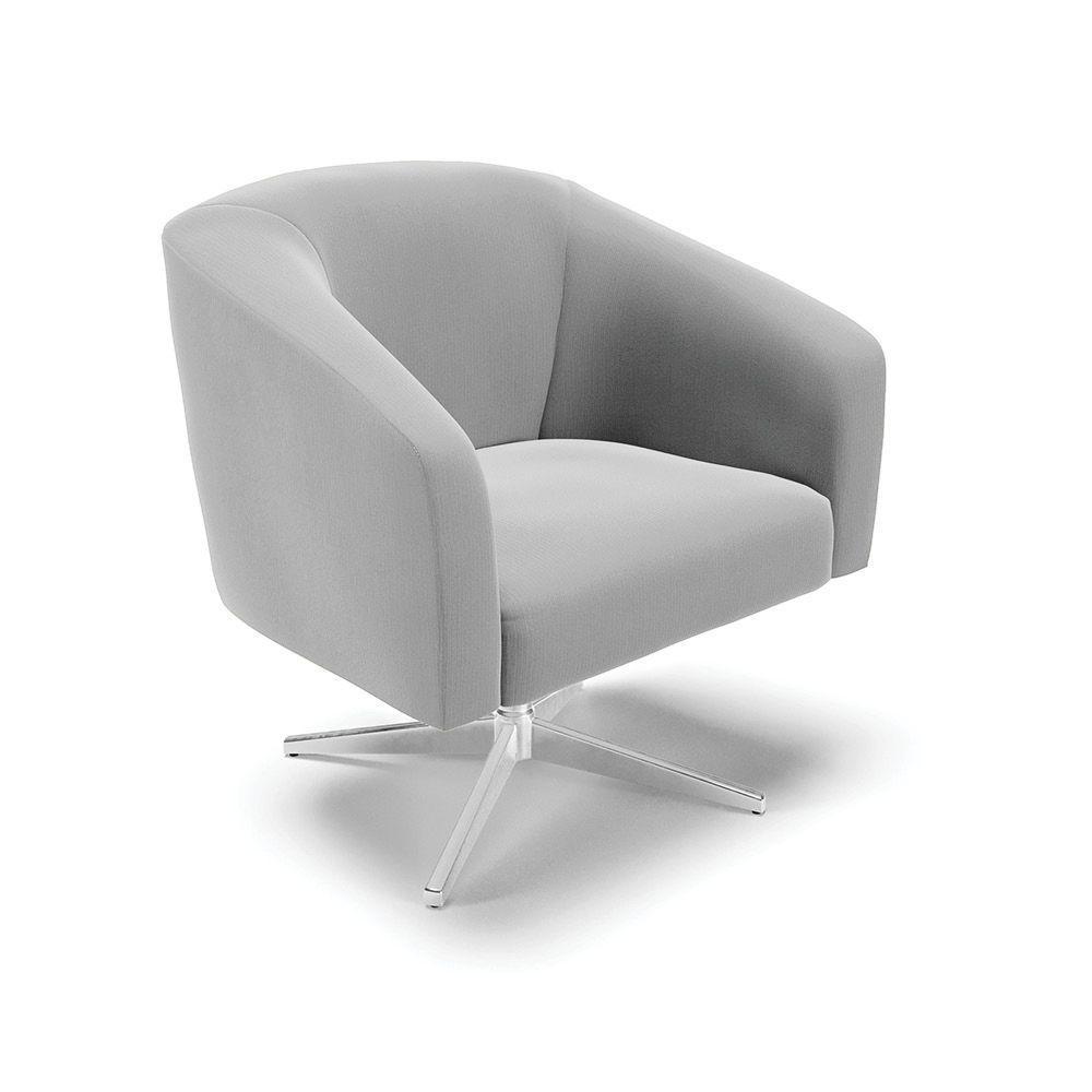 Cadeira Sala De Jantar Giratória Base Cromada Kit 2 Stella Suede D03 - D'rossi Cor Cinza - 3